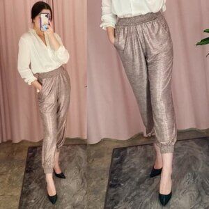 Anthropologie Metallic Track Pants